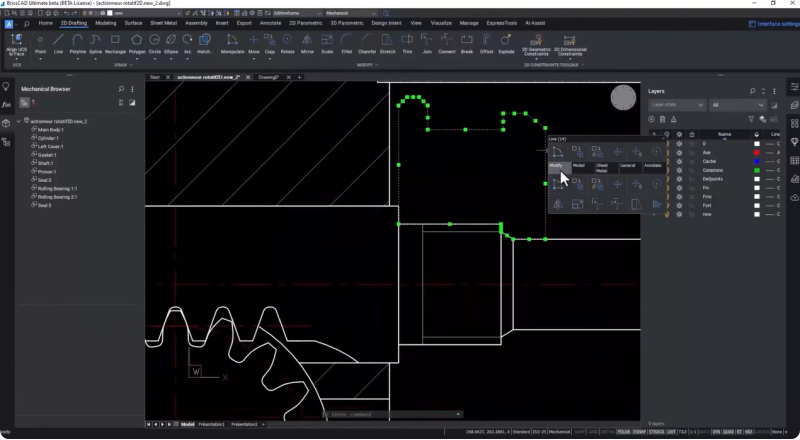 Recursos 2D do BricsCAD Mechanical