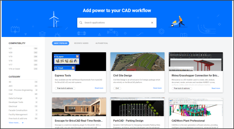 Aplicações de Terceiros para BricsCAD