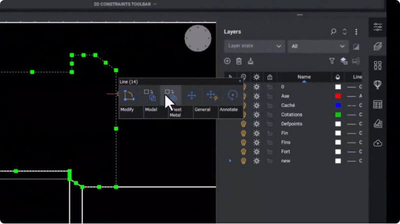 Quad no BricsCAD Mechanical